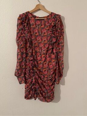 Zara Floral Frilled Draped Dress Bloggers Favorite Size Large